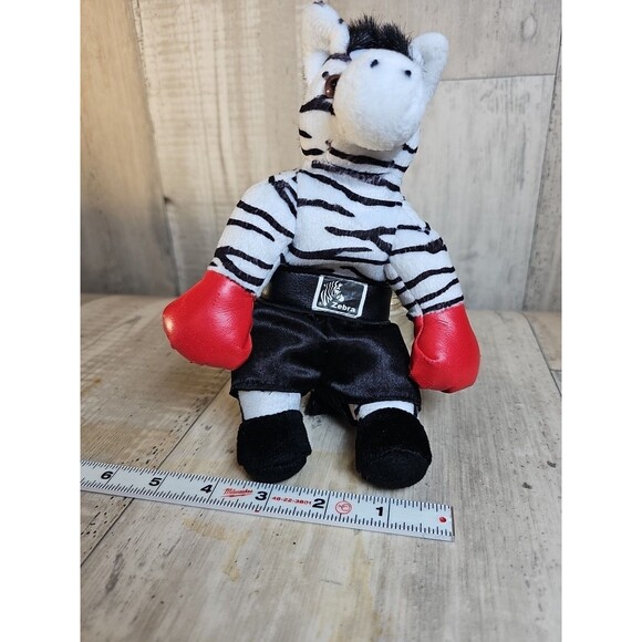 Burton + Burton Zebra Boxer Plush 8″ Stuffed Animal Red Gloves Black Trunks - Picture 3 of 5